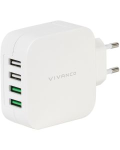 CARGADOR USB CASA VIVANCO QUATTRO 4 USB BLANCO